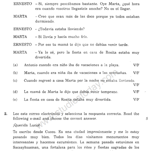 CBSE Class 10 Spanish Sample Paper Set A